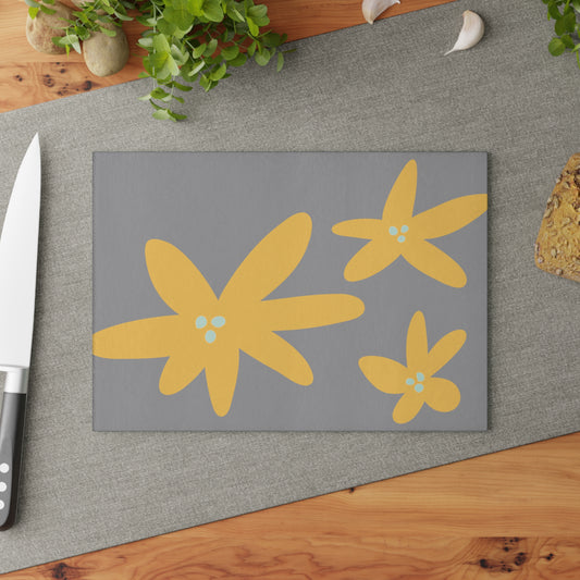 Glass Cutting Board - Goldenrod Floral Design